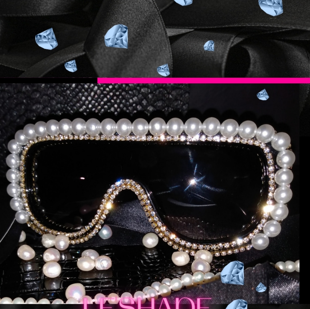 Faux pearl and white stone sunglasses